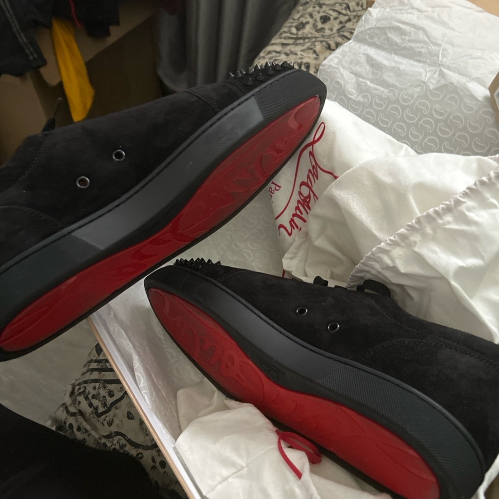 Louis Vuitton Black and Red Sneakers with Striking Two-Tone Design